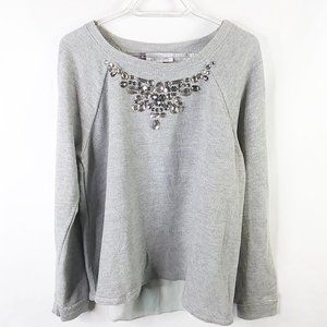 Jennifer Lopez Grey Rhinestone Sweater Size Large